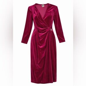 Anne Klein Rich Burgundy Long Sleeve Dress